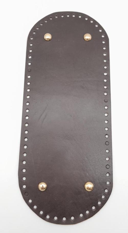 Çanta Aksesuar Gerçek Deri Koyu Kahve 30X12 cm Oval Light Gold Metalli Çanta Tabanı