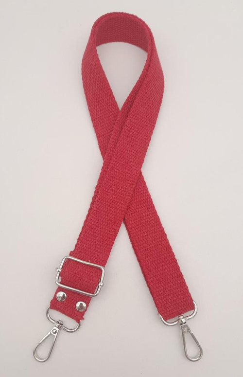 Çanta Aksesuar Pamuklu Kolon 120X3 Cm Kırmızı Gümüş Metalli
