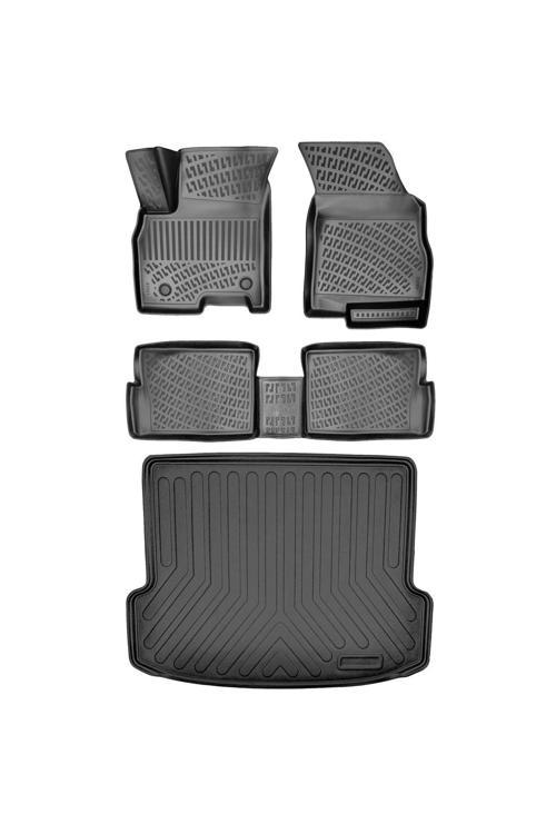 Chery Tiggo 7 Pro 3D Siyah Kauçuk Araca Özel Havuzlu Paspas ve Bagaj Havuzu Seti