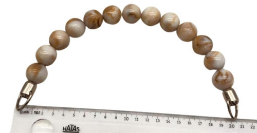 Çanta Aksesuar 20 Cm 22 Mm Boncuklu Çanta Sapı Gümüş Metalli Krem Tonlu