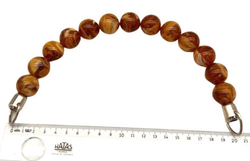 Çanta Aksesuar 20 Cm 22 Mm Boncuklu Çanta Sapı Gümüş Metalli Sütlü Kahve Tonlu