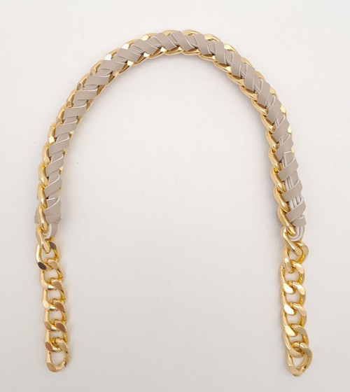 Çanta Aksesuar 40 cm Derili Zincir Bej Renk Light Gold Metalli