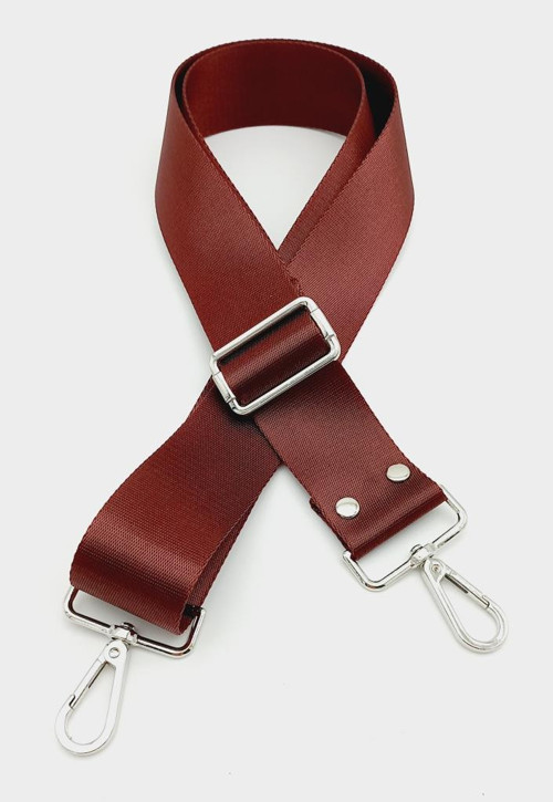 Çanta Aksesuar Polyester Kolon 120X4 Cm Bordo Gümüş Metalli