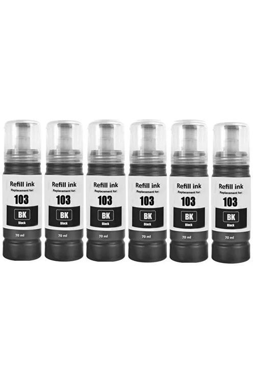 Epson 103 Muadil Uyumlu 6x70 ML Siyah Mürekkep - L3260, L3266, L3270, L3280, L3550, L3560, L4150, L4160