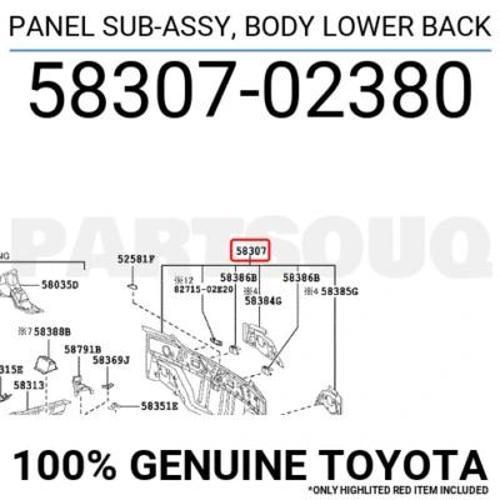 Corolla 2013-2015 Arka Panel Oem No (58307-02380)