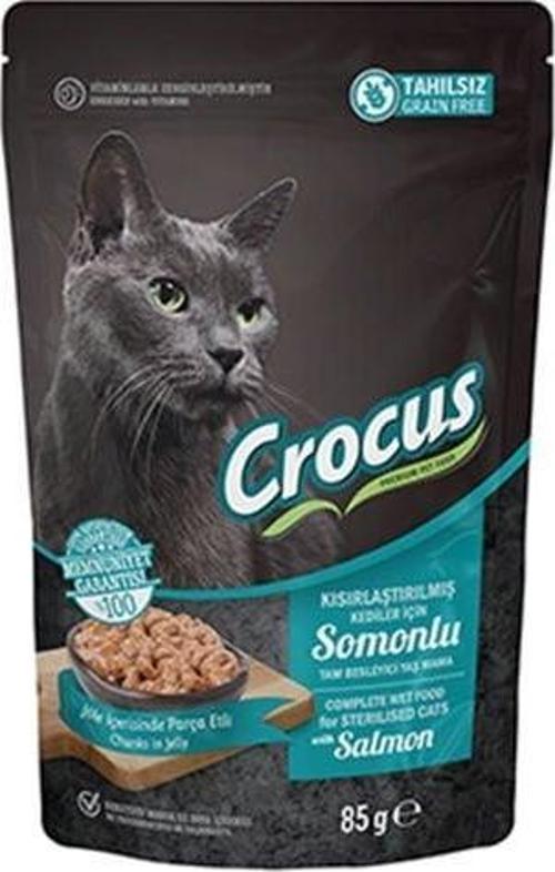 Tahılsız Pouch Jöleli Somonlu Kısırlaştırılmış Konserve Kedi Maması 85 Gr