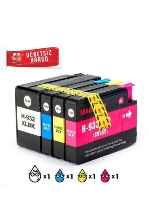 HP 932XL-HP 933XL 4 Renk Muadil Kartuş HP 7510/7610/7612/7110/6700/6600/6100