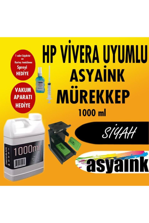 Hp 650 -652 Uyumlu Kartuş Mürekkebi Asyaink 1000ml Siyah