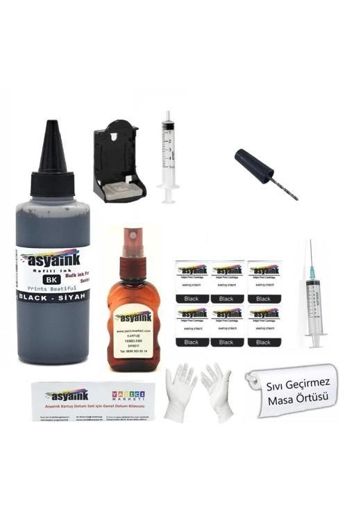 Canon E404, E464 Uyumlu Siyah Kartuş Dolum Seti