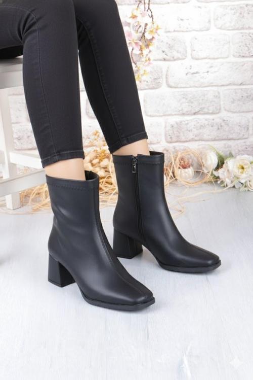 1195 Uraz Rahat 6 Cm Kalın Topuk Yüksekliği Kut Burun Kadın Bot