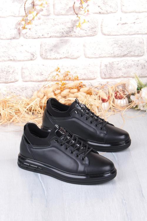 42469 Rahat Hakiki Deri Lastik Bağcıklı Sneaker Erkek Ayakkabı