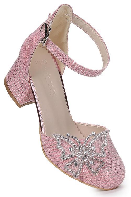  Zete Kum Simli Kız Çocuk 4 Cm Topuklu Abiye Ayakkabı