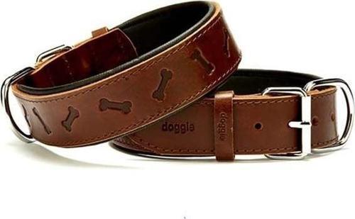 Comfort Deri Kemik Desenli Köpek Boyun Tasması Small Kahverengi 4x47-55 Cm