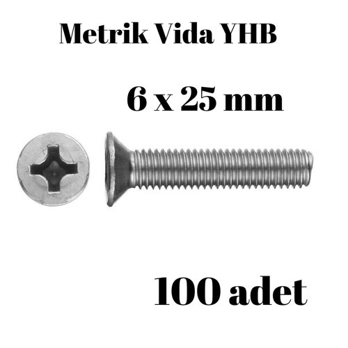 Metrik Vida Civata Yhb 6x25 mm 100 Adet Yıldız