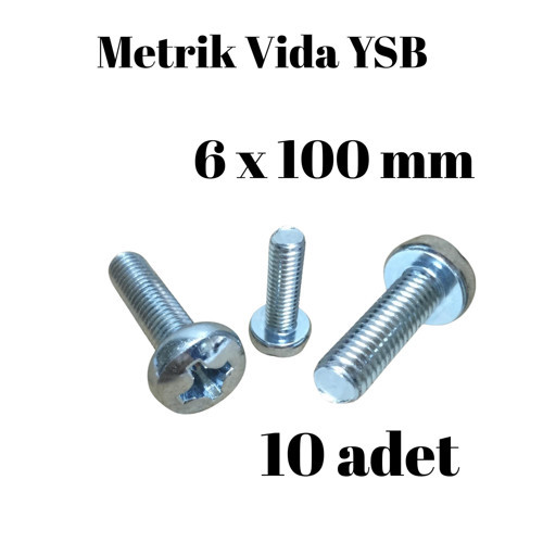Metrik Vida YSB 6X100 10 Adet Yıldız Silindir Başlı Vida