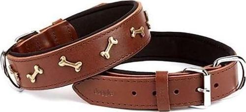 Comfort Deri Kemik Süslü Köpek Boyun Tasması Large Kahverengi 3.5x52-60 Cm