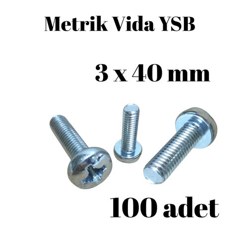 Metrik Vida YSB 3X40 100 Adet Yıldız Silindir Başlı Vida