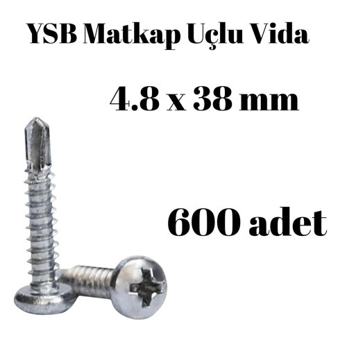 Matkap Uçlu Akıllı Vida YSB 4,8x38 600'lü Kutu Yıldız Silindir Başlı