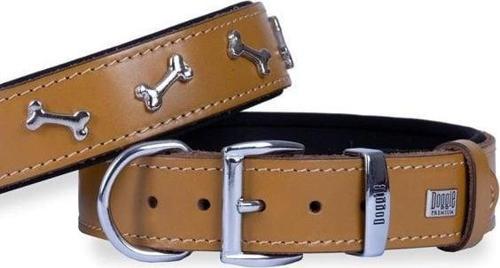 Comfort Deri Kemik Süslü Köpek Boyun Tasması Medium Camel 3.5x47-55 Cm