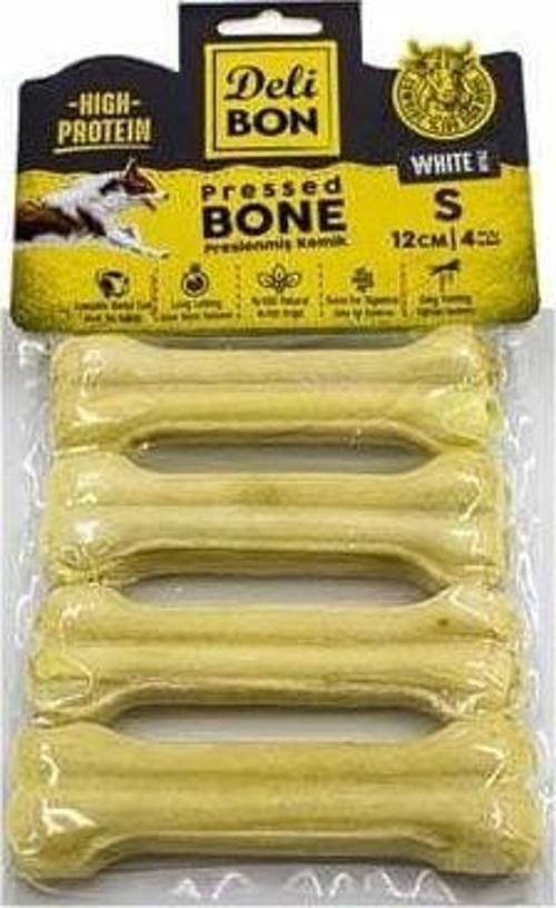 Deri Press Köpek Kemik Ödülü Small Beyaz 12 Cm 4 Adet