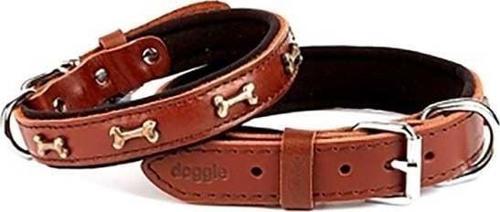 Comfort Deri Kemik Süslü Köpek Boyun Tasması Medium Kahverengi 2x35-40 Cm