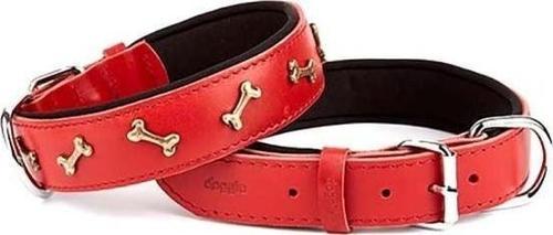 Comfort Deri Kemik Süslü Köpek Boyun Tasması Medium Kırmızı 4x52-60 Cm