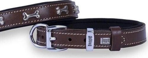 Comfort Deri Kemik Süslü Köpek Boyun Tasması Small Kahverengi 2x30-35 Cm