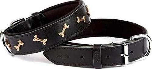 Comfort Deri Kemik Süslü Köpek Boyun Tasması Small Siyah 4x47-55 Cm