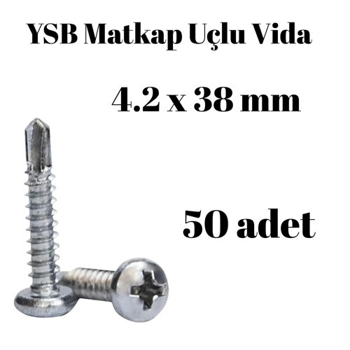 Yıldız Silindir Başlı 4.2x38 YSB Matkap Uçlu Akıllı Vida 50 Adet