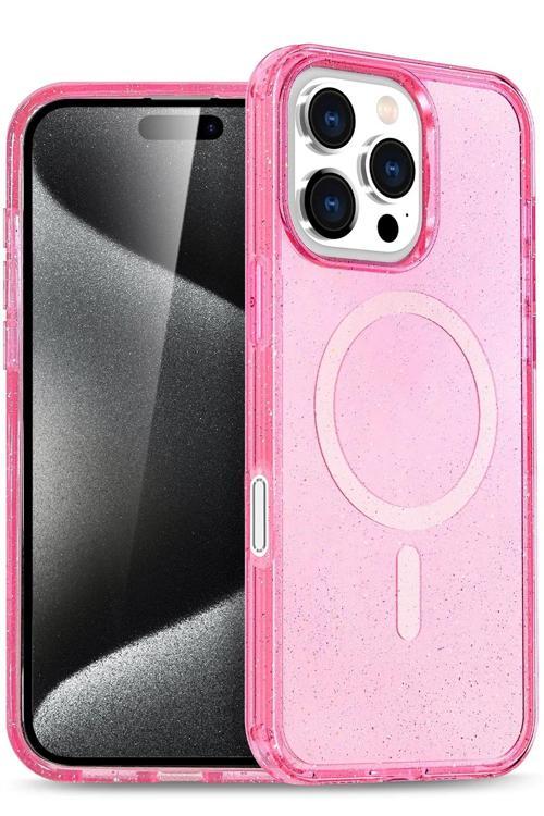 Apple iPhone 16 Pro Star Magsafe Kapak - Pembe-(5796)