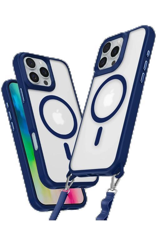 iPhone 16 Pro Max Kılıf Enka Magsafe Silikon Kılıf - Lacivert-(5796)