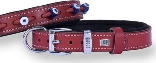 Comfort Deri Nazar Boncuklu Köpek Boyun Tasması Medium Kırmızı 2x35-40 Cm
