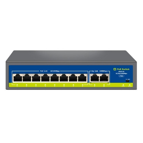 NVC-HIF0820GBL-C 8+2 Port Gigabit Uplink Poe Switch 250M Extend Modlu
