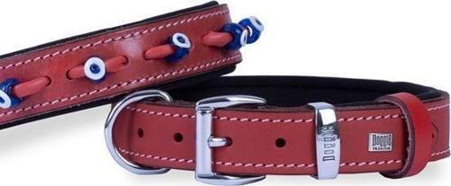 Comfort Deri Nazar Boncuklu Köpek Boyun Tasması Medium Kırmızı 3x42-50 Cm