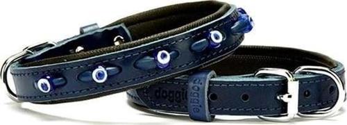 Comfort Deri Nazar Boncuklu Köpek Boyun Tasması Medium Mavi 2x30-35 Cm