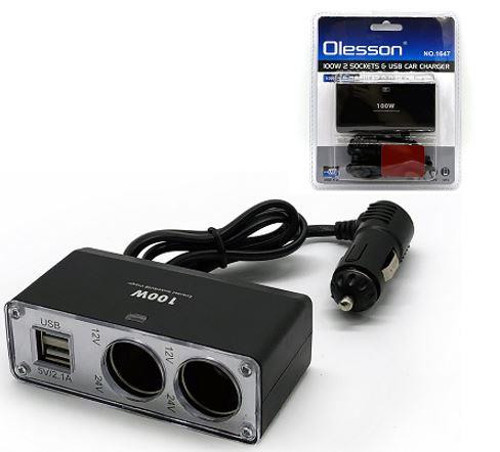 1647 12-24V 3 Lü Çift Usb li 100W 70 Cm Kablolu Araç Oto Tır Çakmak Çoklayıcı Çakmaklık Çoğaltıcı