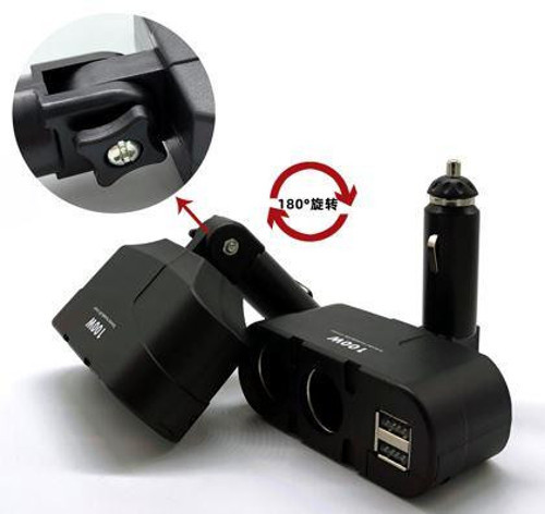 1652 12-24V Çiftli Çift Usbli 100W Araç Oto Tır Çakmak Çoklayıcı Çakmaklık Çoğaltıcı
