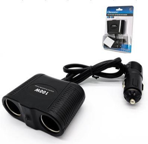 1642 12-24V Çiftli 100W 70Cm Kablolu Araç Oto Tır Çakmak Çoklayıcı Çakmaklık Çoğaltıcı