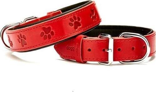 Comfort Deri Pati Desenli Köpek Boyun Tasması Large Kırmızı 3.5x52-60 Cm