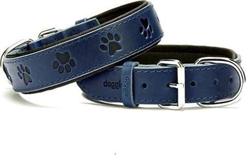 Comfort Deri Pati Desenli Köpek Boyun Tasması Large Mavi 3.5x52-60 Cm