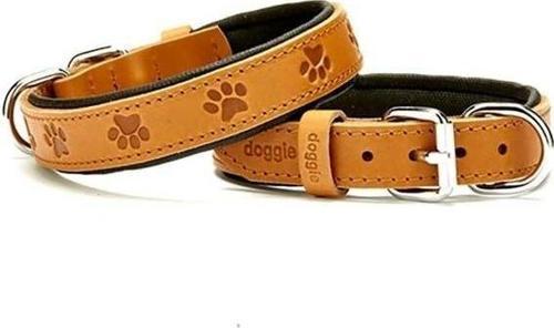 Comfort Deri Pati Desenli Köpek Boyun Tasması Medium Camel 2.5x37-45 Cm