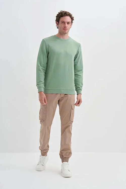 Slim Fit Mevsimlik 3 İplik Pamuk Karışımlı Sweatshirt-56100