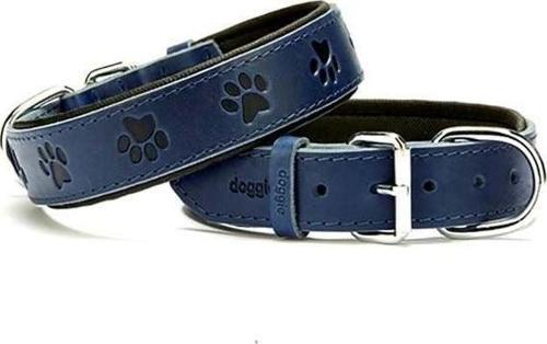 Comfort Deri Pati Desenli Köpek Boyun Tasması Medium Mavi 3.5x47-55 Cm