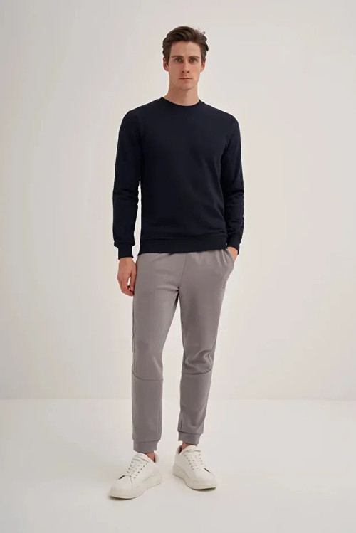 Slim Fit Mevsimlik 3 İplik Pamuk Karışımlı Sweatshirt-56100