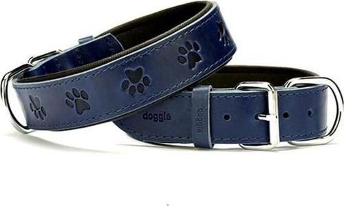 Comfort Deri Pati Desenli Köpek Boyun Tasması Small Mavi 4x47-55 Cm