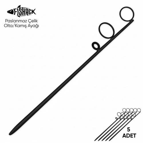 Olta Kamış Ayağı - Paslanmaz Çelik - Fishack - Siyah - 5'li
