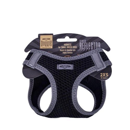 Havalı Dokuma Reflektörlü Küçük Irk Göğüs Tasması Siyah 26-30 cm(ARG-2XS)