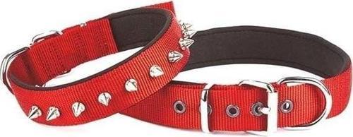 Comfort Dokuma Çivili Köpek Boyun Tasması Large Kırmızı 3x47-55 Cm