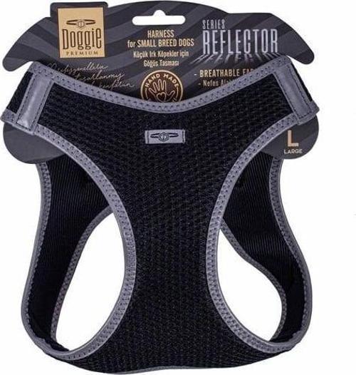 Havalı Dokuma Reflektör Küçük Irk Köpek Göğüs Tasması Large Siyah 42-48 Cm