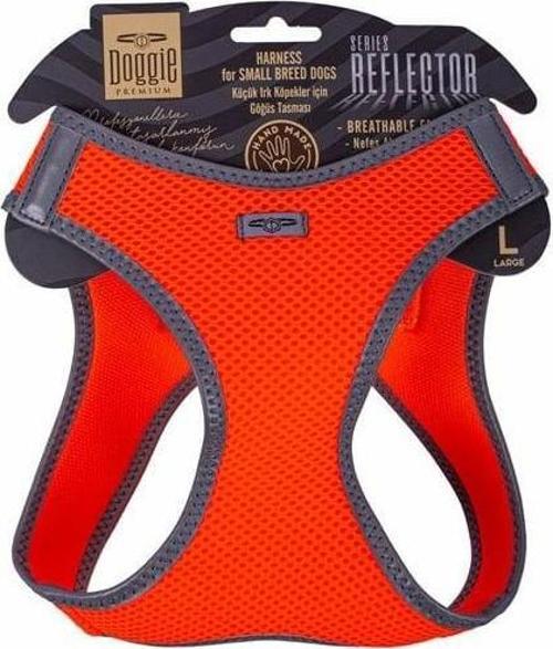 Havalı Dokuma Reflektör Küçük Irk Köpek Göğüs Tasması Large Turuncu 42-48 Cm